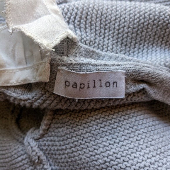 Papillon Grey Knit 2-piece Pom Pom Removable Collar Outfit 6 months - Picture 6 of 11